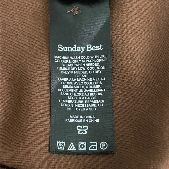 Aritzia Sunday Best Audio Top Cropped Polo Medium Cognac Brown Short Sleeve - Picture 8 of 13